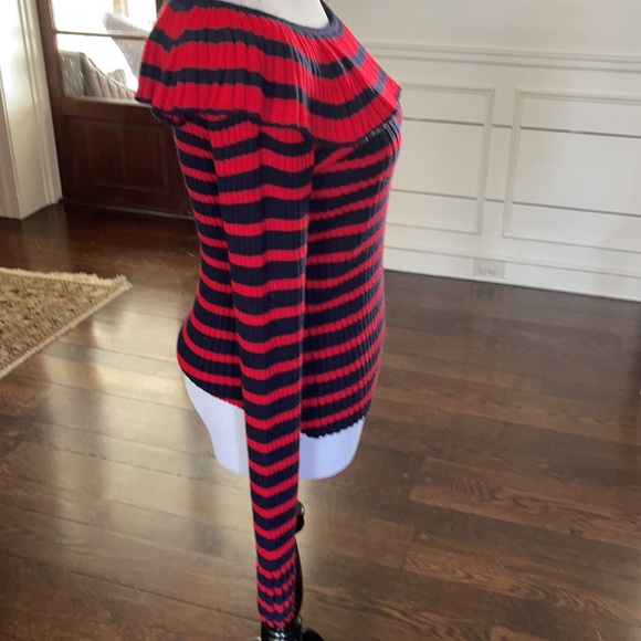 MSGM Striped Off The Shoulder Ruffle Sweater - Picture 5 of 8